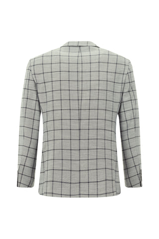  Orta Füme 7 Drop Slim Fit Dar Kesim Kareli Kombinli Takım Elbise