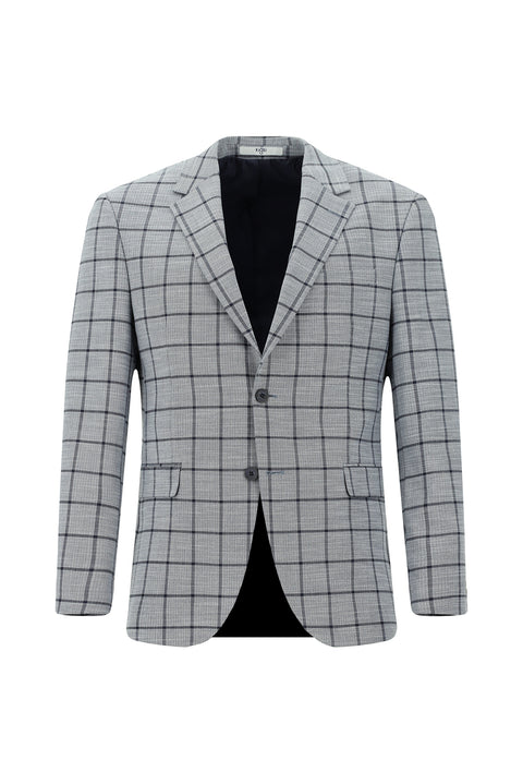 Medium Navy 7 Drop Slim Fit Narrow Cut Plaid Combination Suit