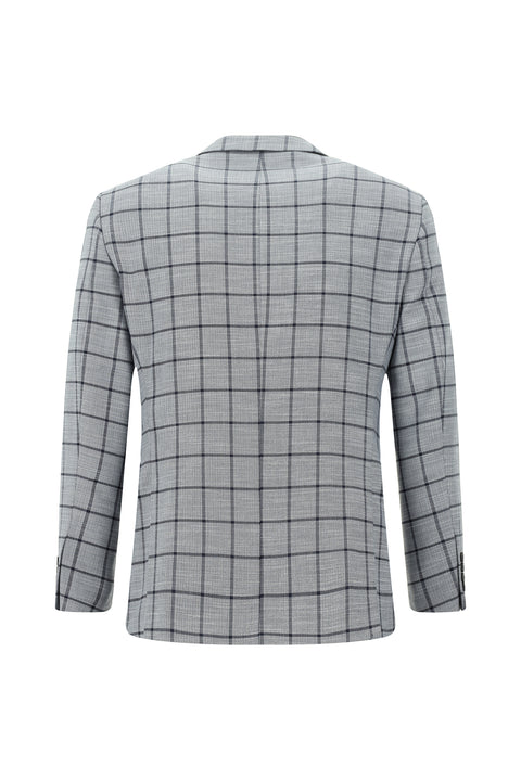 Medium Navy 7 Drop Slim Fit Narrow Cut Plaid Combination Suit