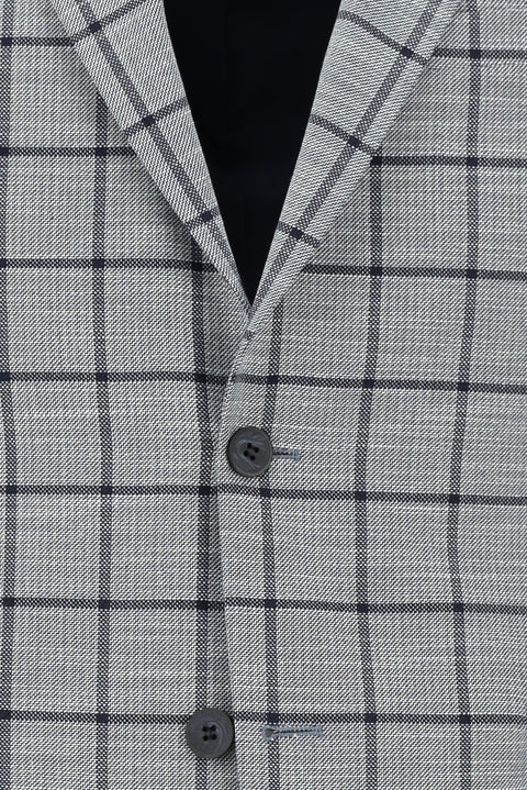 Medium Navy 7 Drop Slim Fit Narrow Cut Plaid Combination Suit