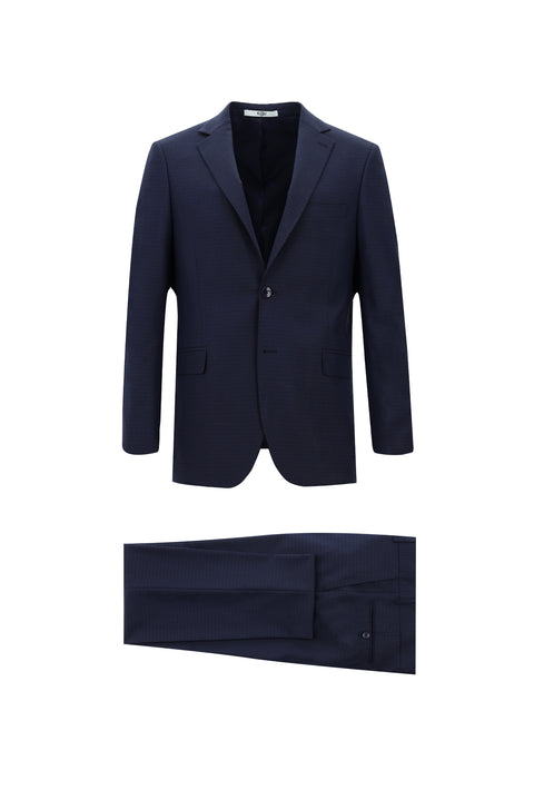 Medium Navy 6 Drop Regular Fit Standard Cut Plaid Suit