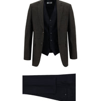 Dark Brown 7 Drop Slim Fit Narrow Cut Suit with Vest