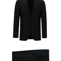 Black 6 Drop Regular Fit Standard Cut Wool Patterned Suit