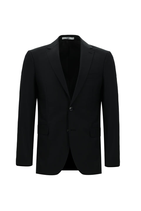 Black 6 Drop Regular Fit Standard Cut Wool Patterned Suit