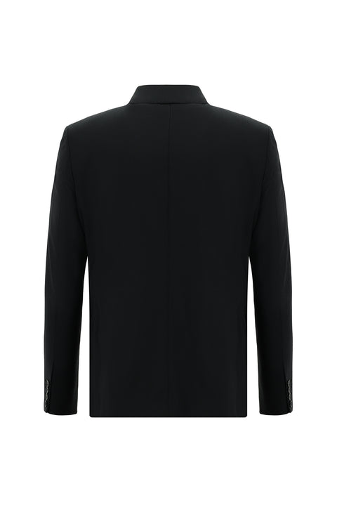 Black 6 Drop Regular Fit Standard Cut Wool Patterned Suit