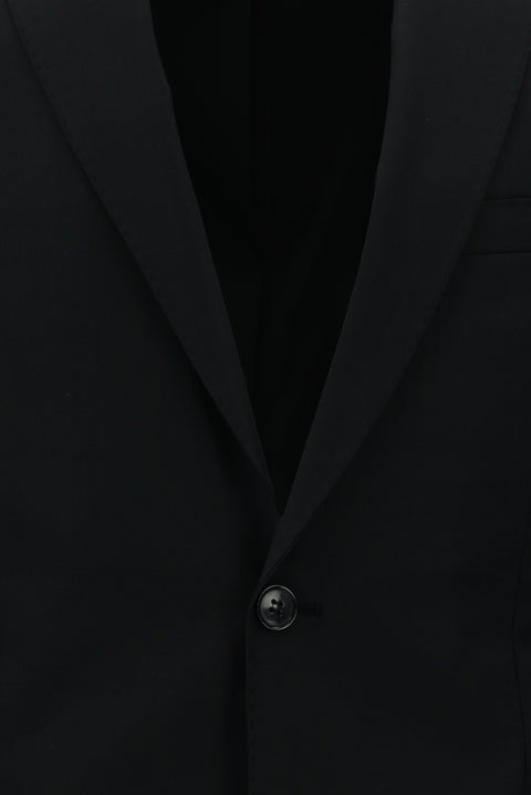 Black 6 Drop Regular Fit Standard Cut Wool Patterned Suit