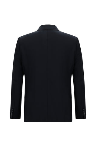  Koyu Lacivert 6 Drop Regular Fit Standart Kesim Yünlü Desenli Takım Elbise
