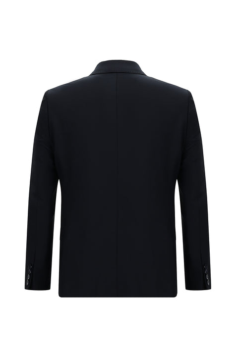 Dark Navy 6 Drop Regular Fit Standard Cut Wool Patterned Suit