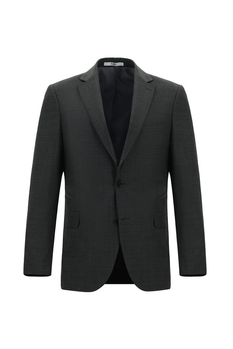 Medium Anthracite 6 Drop Regular Fit Standard Cut Wool Patterned Suit