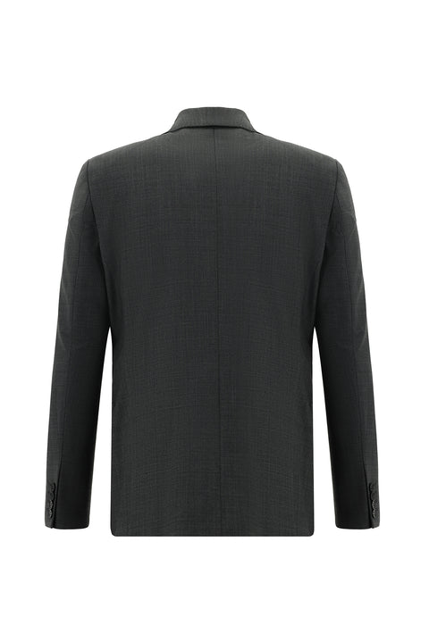 Medium Anthracite 6 Drop Regular Fit Standard Cut Wool Patterned Suit