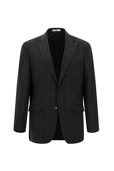 Dark Anthracite 6 Drop Regular Fit Standard Cut Wool Plaid Suit