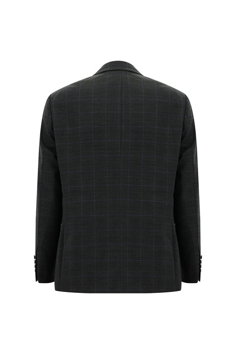 Dark Anthracite 6 Drop Regular Fit Standard Cut Wool Plaid Suit