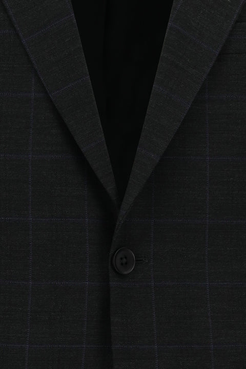 Dark Anthracite 4-Drop Relaxed Fit Wool Plaid Suit