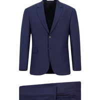 Dark Navy 4-Drop Relaxed Fit Plaid Wool Suit