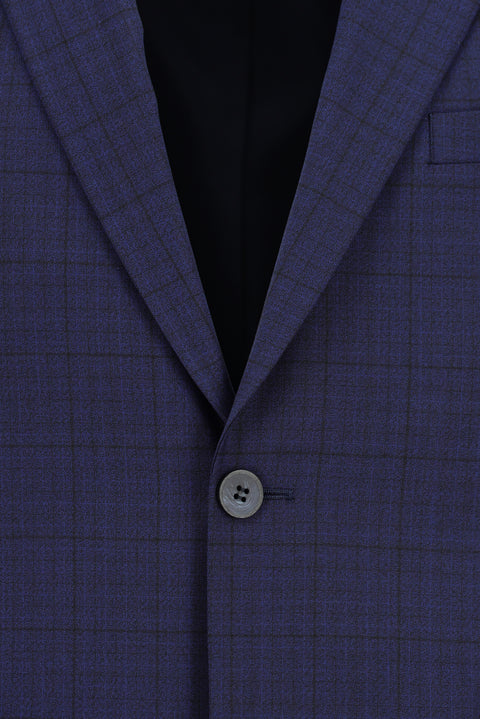 Dark Navy 6 Drop Regular Fit Standard Cut Plaid Wool Suit