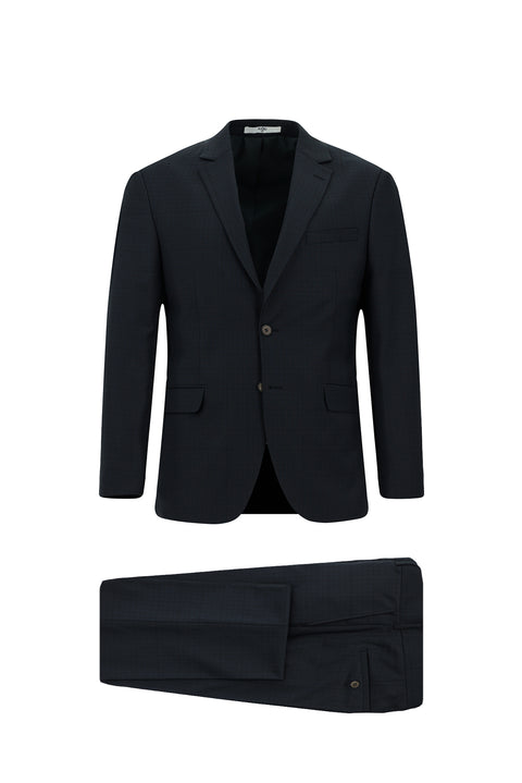 Petrol Green 6 Drop Regular Fit Standard Cut Plaid Wool Suit