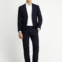 Black 4-Drop Relaxed Fit Plaid Suit