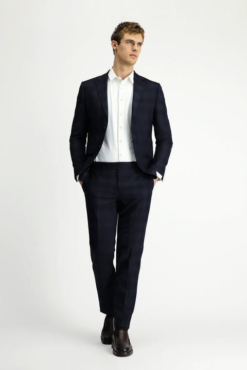 Black 4-Drop Relaxed Fit Plaid Suit
