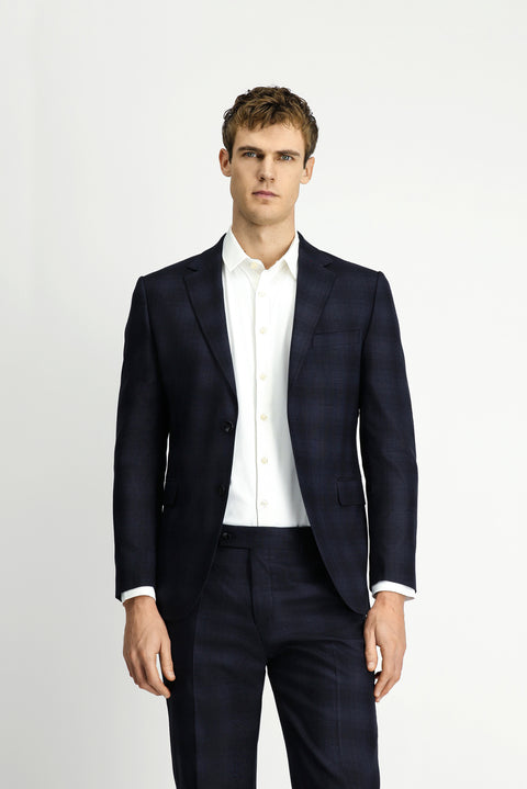 Black 4-Drop Relaxed Fit Plaid Suit
