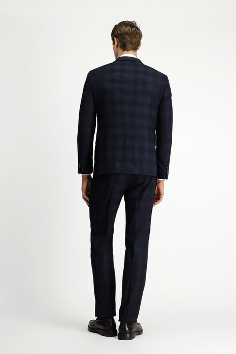 Black 6-Drop Regular Fit Standard Cut Plaid Suit