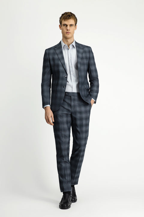 Medium Gray 6 Drop Regular Fit Standard Cut Plaid Suit