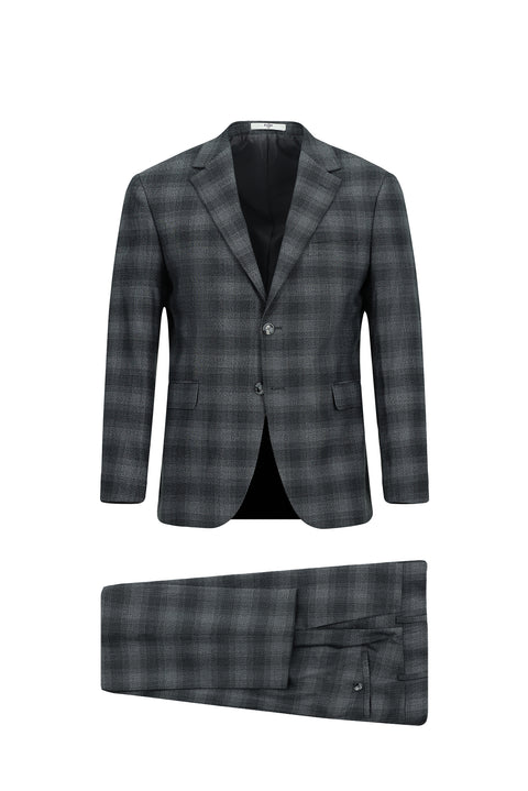 Medium Gray 7 Drop Slim Fit Plaid Suit