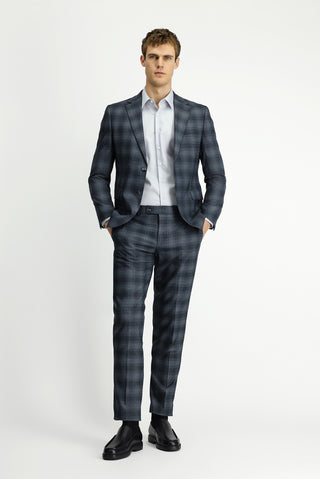  Orta Füme 7 Drop Slim Fit Dar Kesim Ekose Takım Elbise