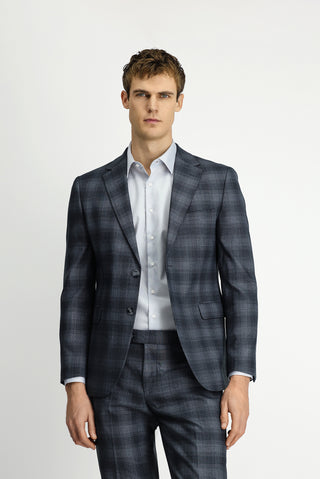  Orta Füme 7 Drop Slim Fit Dar Kesim Ekose Takım Elbise