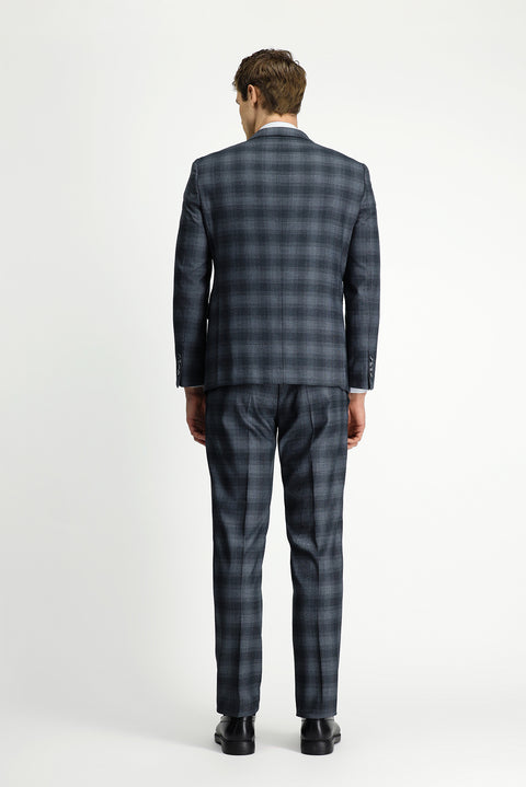 Medium Gray 4-Drop Relaxed Fit Plaid Suit