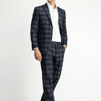 Dark Gray 6-Drop Regular Fit Standard Cut Plaid Suit