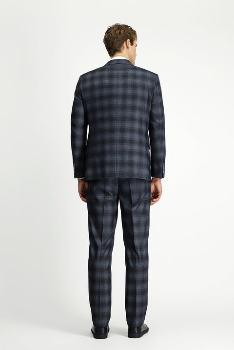 Koyu Füme 7 Drop Slim Fit Dar Kesim Ekose Takım Elbise