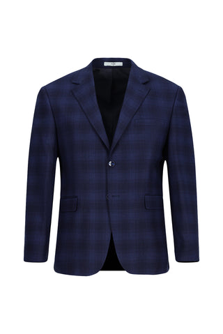  Orta Lacivert 4 Drop Relaxed Fit Rahat Kesim Ekose Takım Elbise