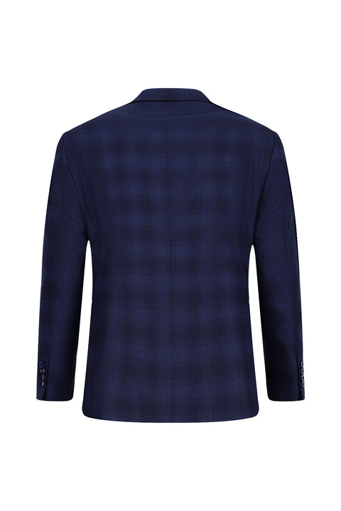 Medium Navy 4-Drop Relaxed Fit Plaid Suit