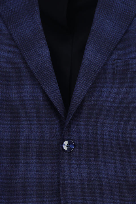 Medium Navy 7 Drop Slim Fit Plaid Suit