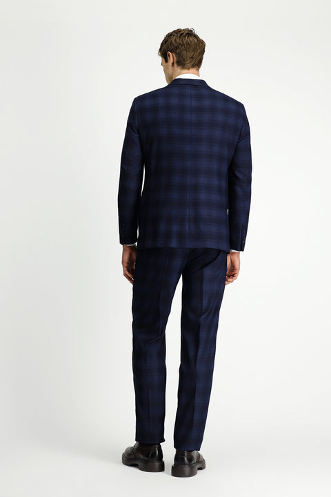 Dark Navy 7 Drop Slim Fit Plaid Suit