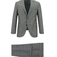 Light Grey 7 Drop Slim Fit Plaid Suit