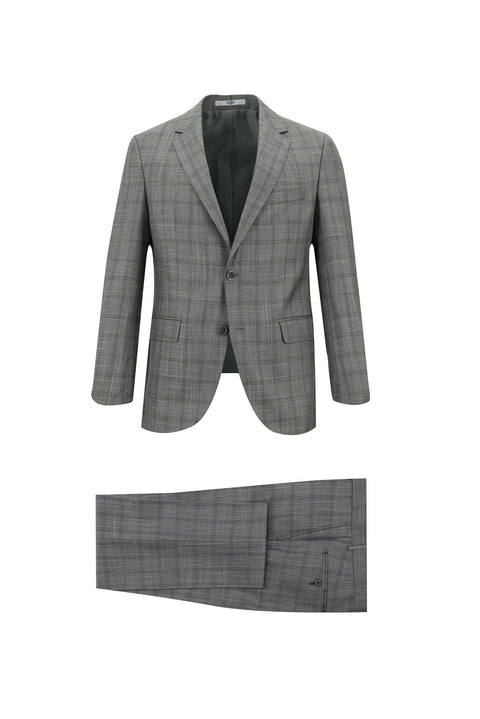 Light Grey 7 Drop Slim Fit Plaid Suit