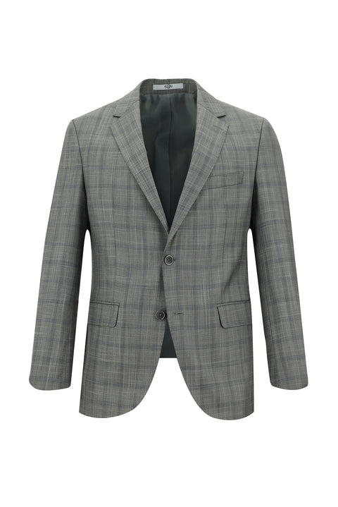 Light Grey 7 Drop Slim Fit Plaid Suit
