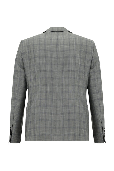 Light Grey 7 Drop Slim Fit Plaid Suit