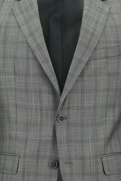 Light Grey 7 Drop Slim Fit Plaid Suit