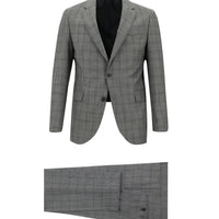 Açık Füme 7 Drop Slim Fit Dar Kesim Ekose Takım Elbise