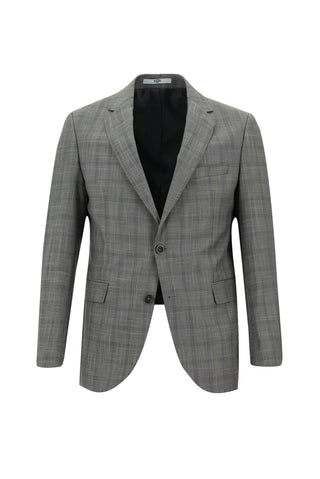  Açık Füme 7 Drop Slim Fit Dar Kesim Ekose Takım Elbise