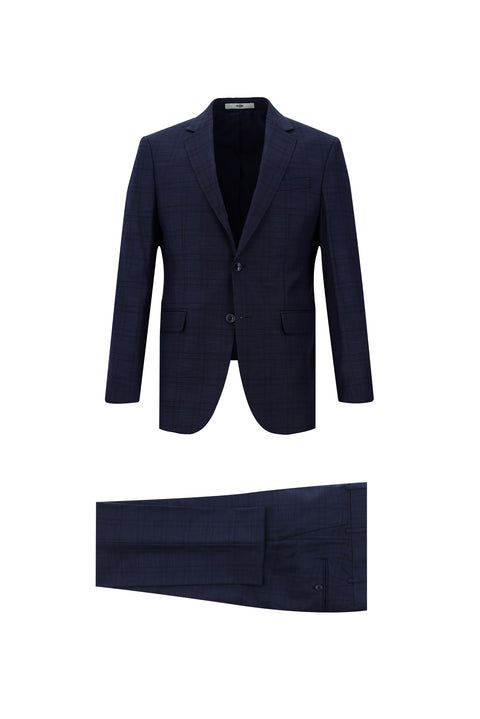 Light Navy 7 Drop Slim Fit Plaid Suit