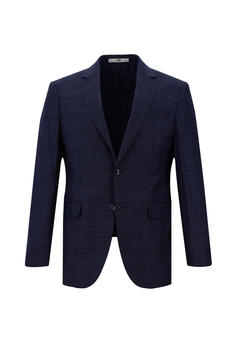 Light Navy 7 Drop Slim Fit Plaid Suit