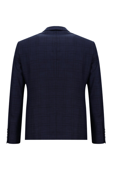 Light Navy 7 Drop Slim Fit Plaid Suit