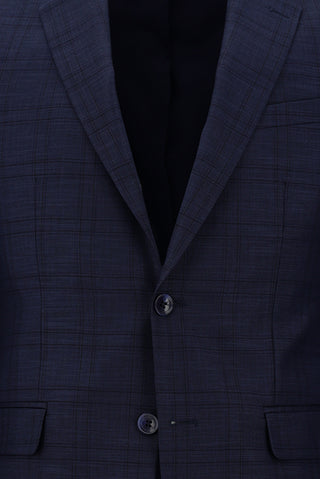  Açık Lacivert 7 Drop Slim Fit Dar Kesim Ekose Takım Elbise