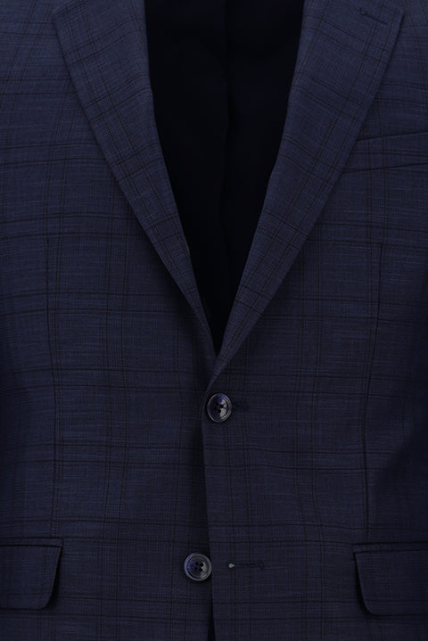 Light Navy 7 Drop Slim Fit Plaid Suit