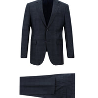 Medium Navy 7 Drop Slim Fit Plaid Suit