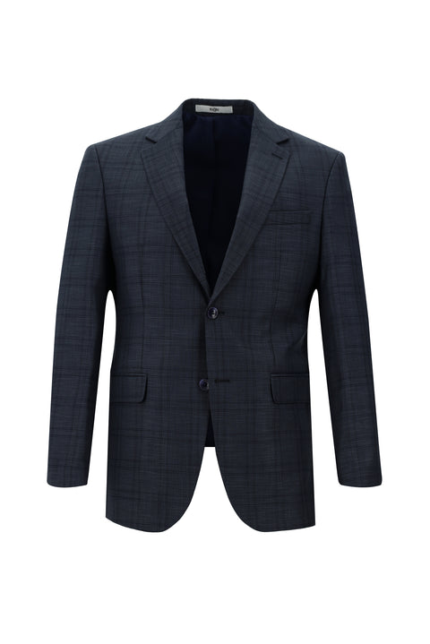 Medium Navy 7 Drop Slim Fit Plaid Suit