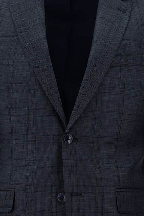 Medium Navy 7 Drop Slim Fit Plaid Suit
